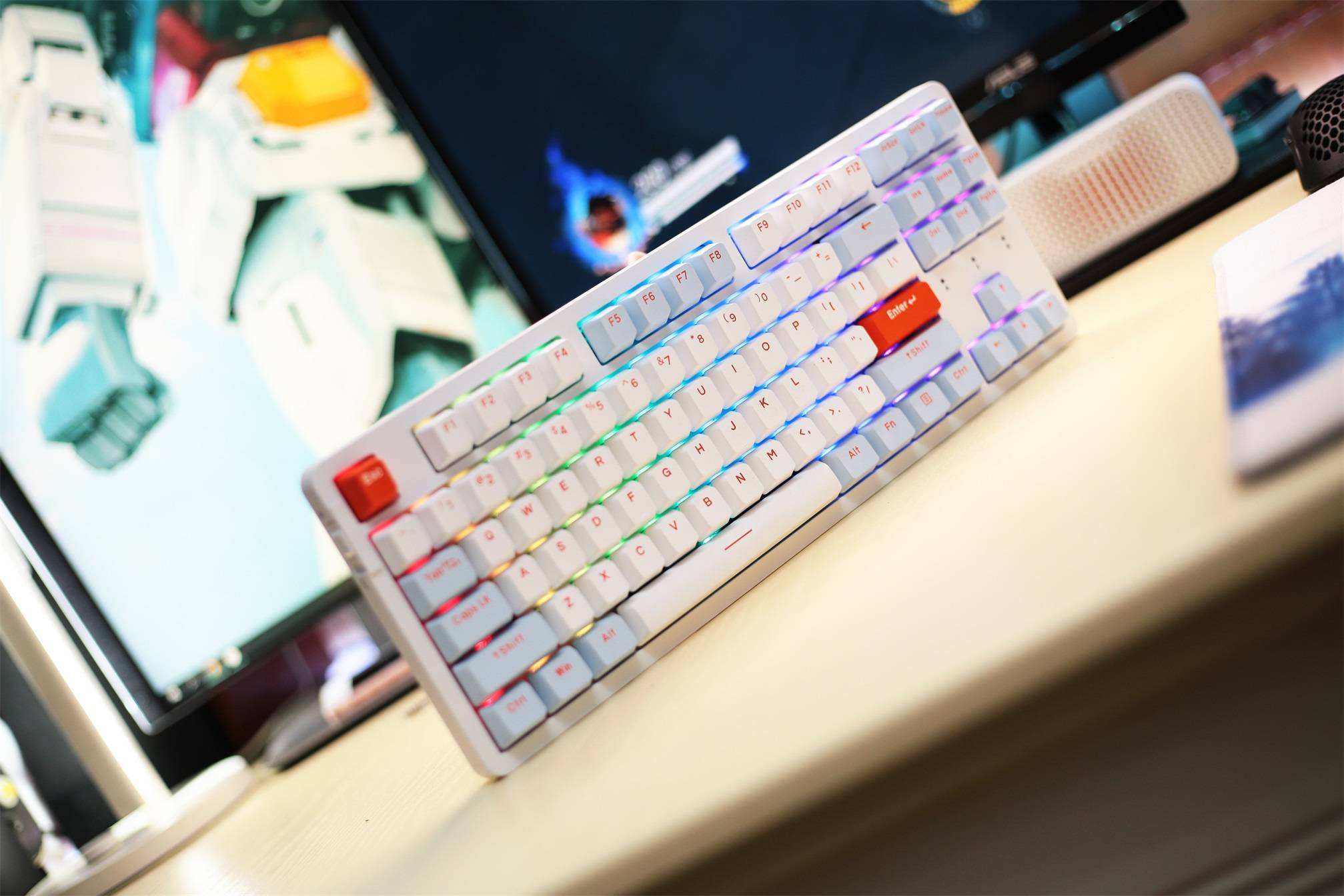 打造无敌手感 达尔优a87 pro暮云灰_键盘_灯光_天空