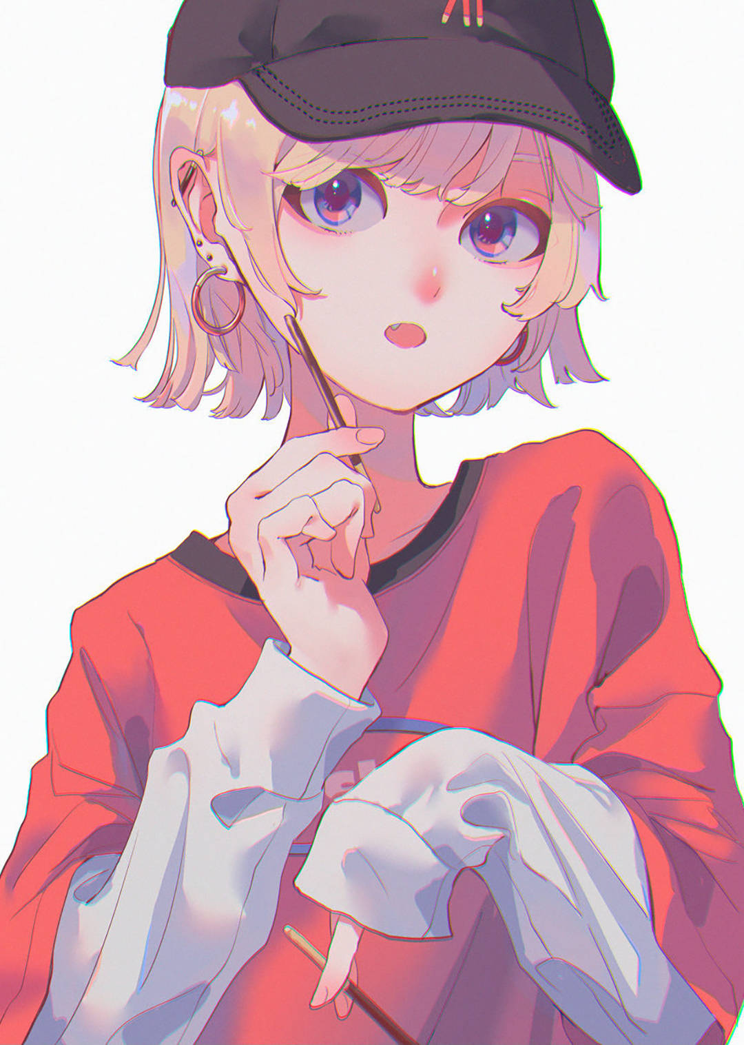 清冷又甜酷的二次元少女插画,酷中带着一点小可爱_作品_画面_人物