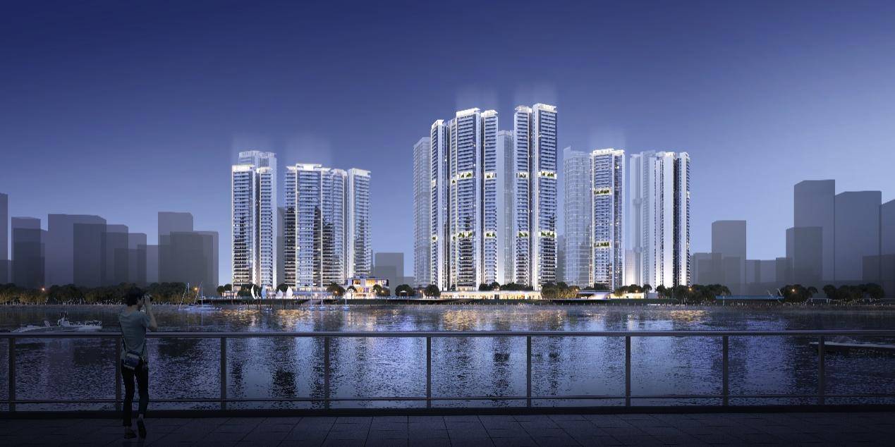 南沙首场灯光秀落幕 旭辉曜玥湾精彩执笔_湾区_江海名_金融岛