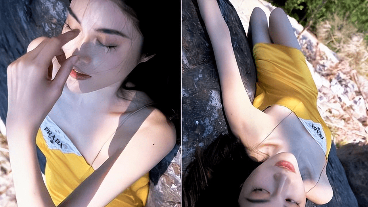 模特何穗在户外拍杂志,湖边脱裤子的造型,有些不雅_照片_时尚_动作