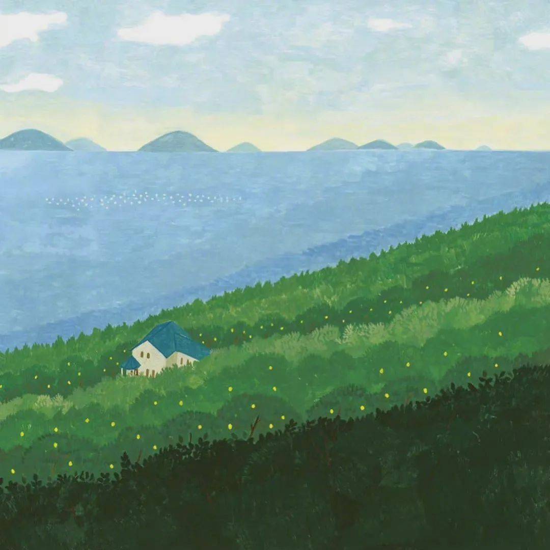 【插画】kunomari：蓝天白云，山川大海，惬意而宁静画面设计对比色 