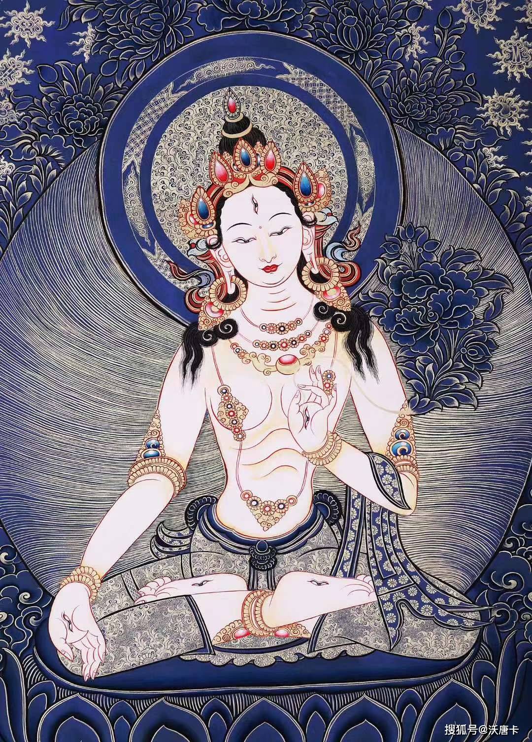 接下来请朋友们欣赏一组编号为138-899216的白度母唐卡:7,合十印:又称