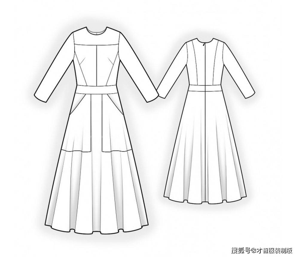 连衣裙,大衣,半身裙的效果图 服装设计款式图