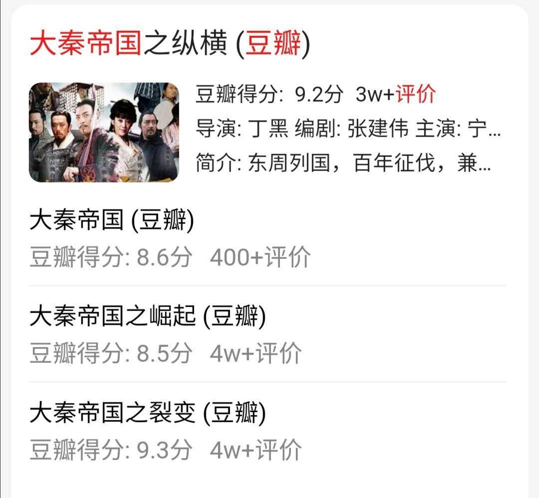 第一部裂变豆瓣评分9.3!第二部纵横豆瓣评分9.2分.