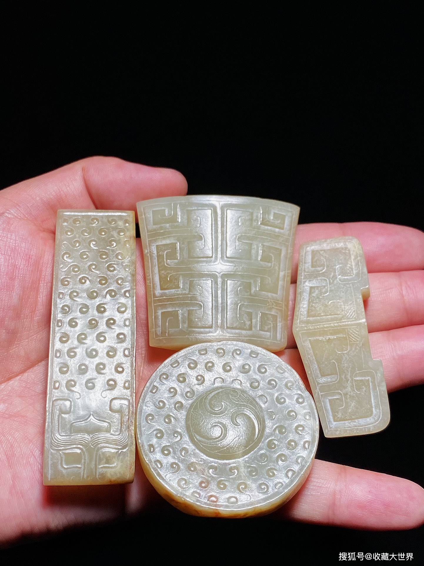 汉 和田玉籽料 白玉 玉剑饰 一套_抛光_汉代_玉质