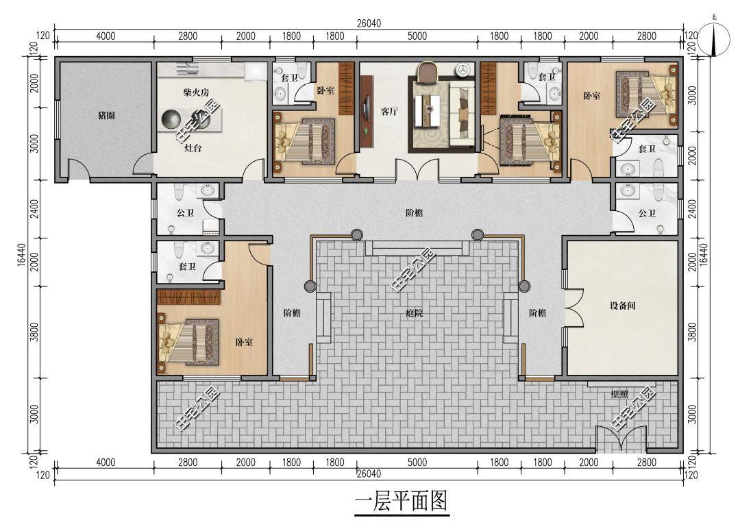 东厢房设1间设备间,存放父母的农具农车,很是便捷.