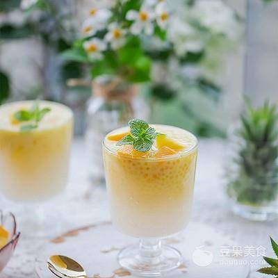 芒果菠萝椰浆奶昔西米露_成品_白心_口感