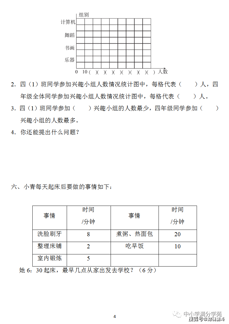 四年级数学上册：第七单位检测卷4套+谜底