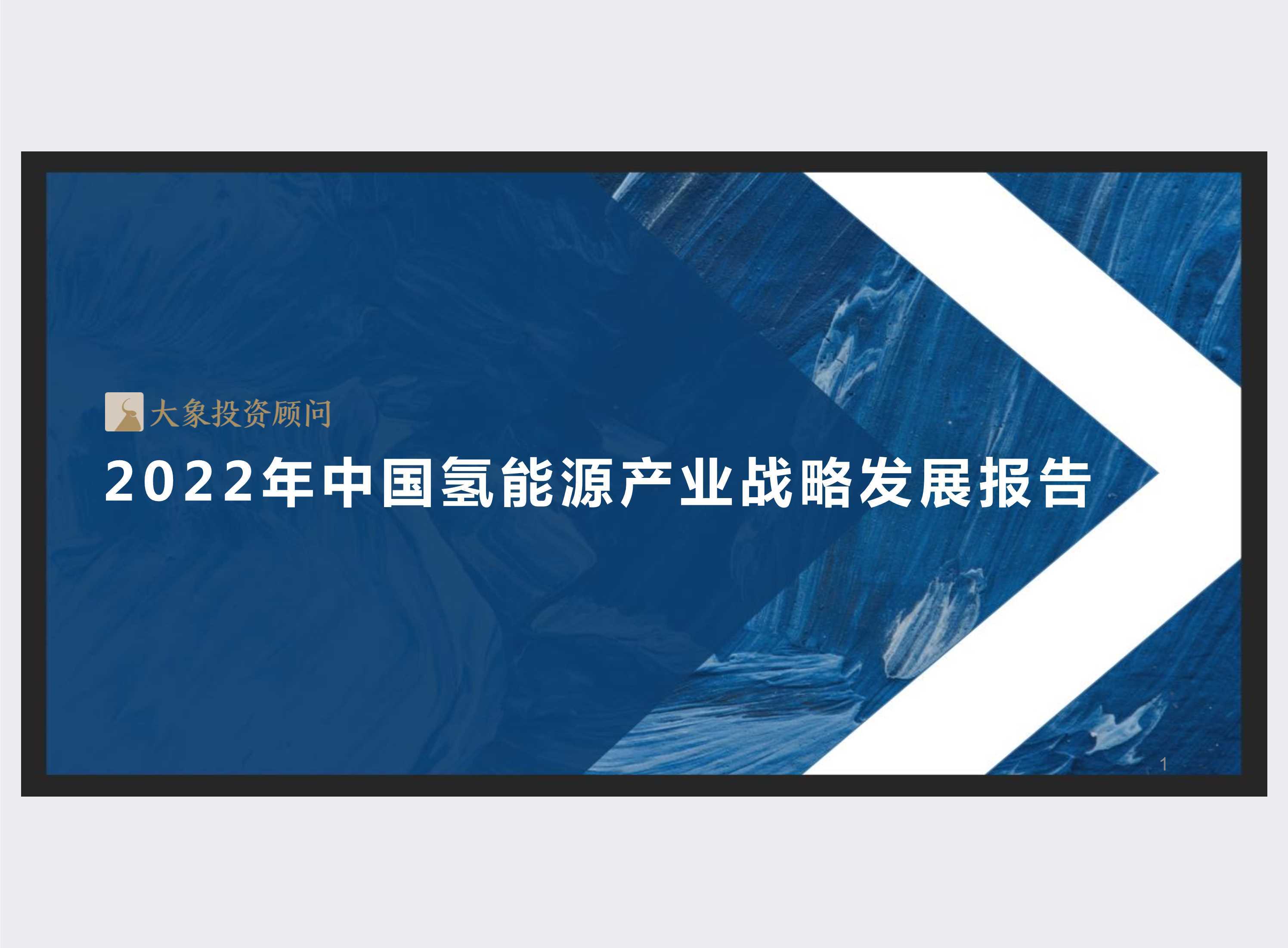 大象研究院：2022年中国氢能源产业战略发展报告