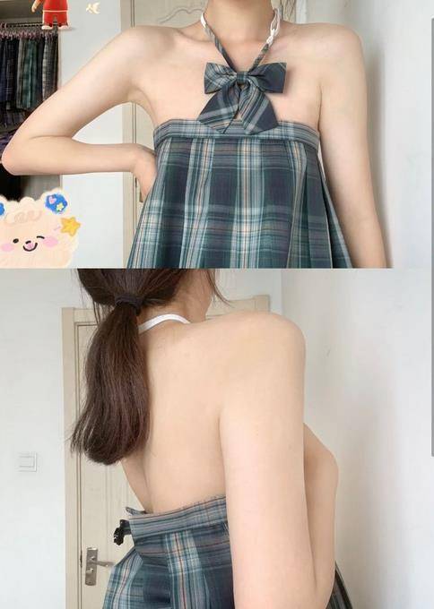 但是网络上近段时间出现了大量直接将格裙套在自己上半身,只遮住锁骨