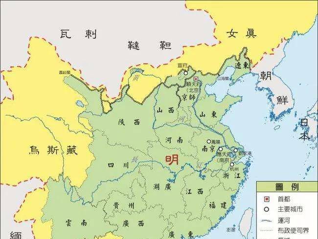 两京十三使司设置图1428年放弃安南后,明朝的行政区划分为两京十三使