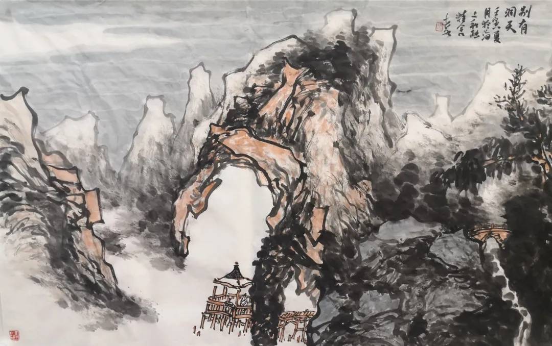 著名山水画家周永_传统_色彩_作品