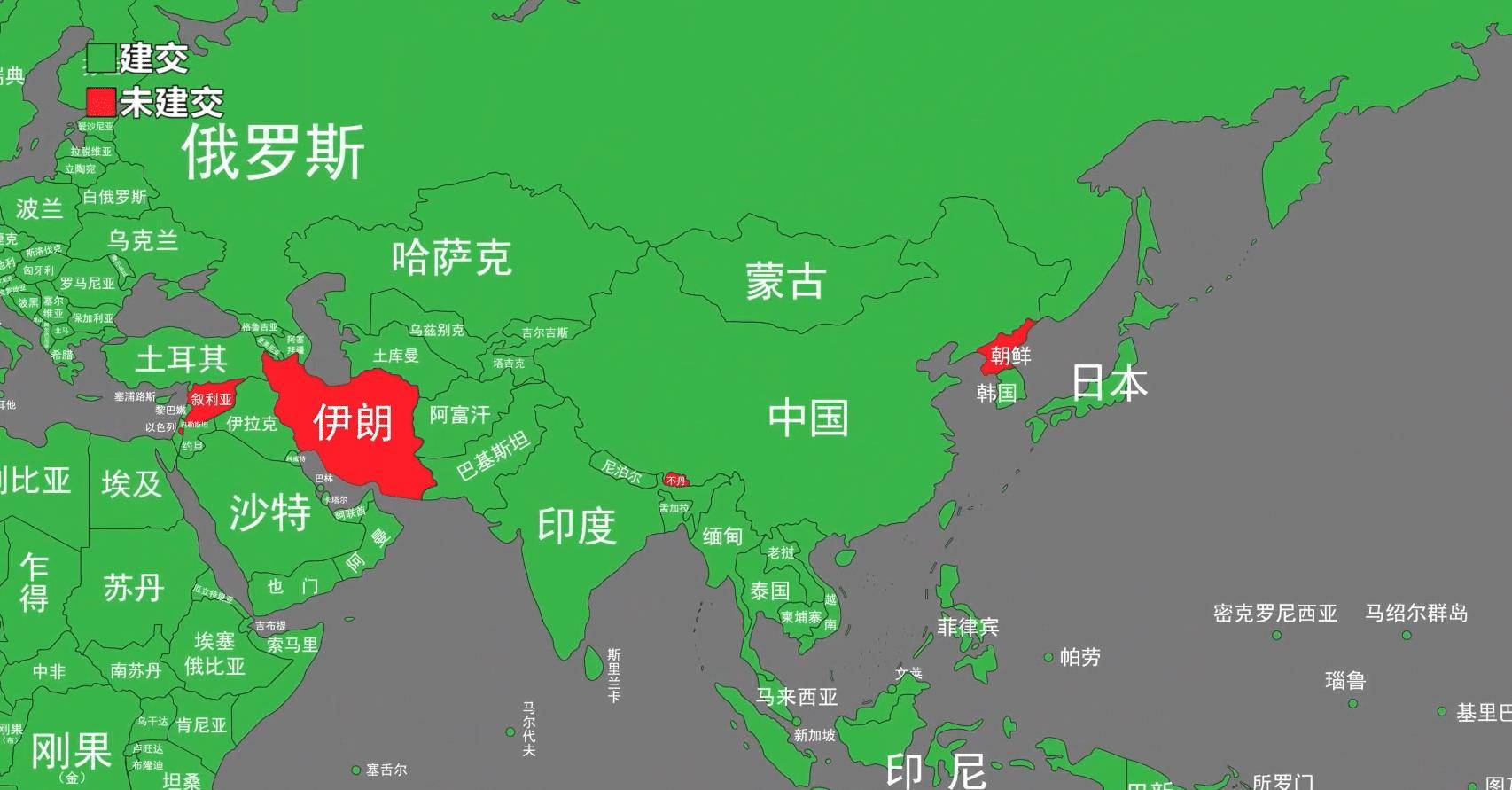亚洲地图各国家分布图片