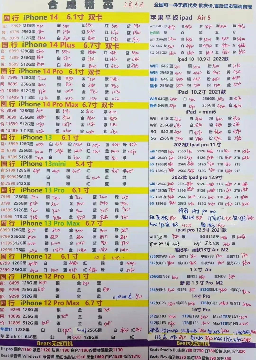 华强北手机批发报价单2023年2月3日
