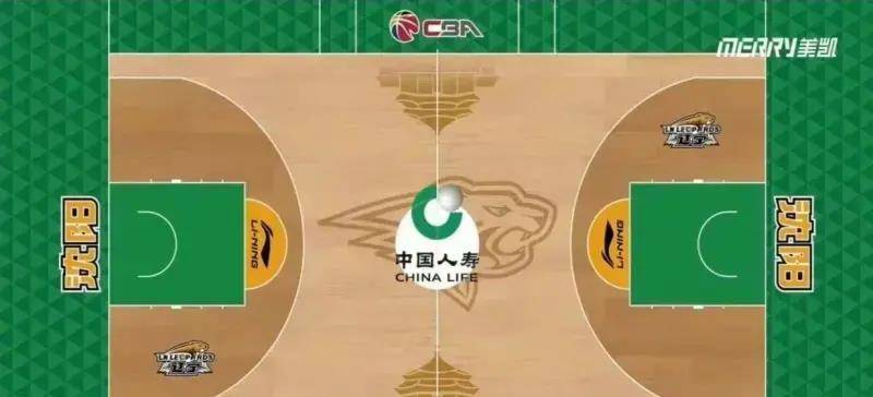 cba赞助商中国人寿的巨大logo外,上面还覆盖了一个辽宁队队徽豹子的