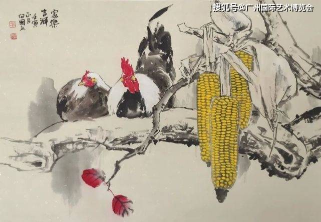 《吉祥家园》67×67cm《吉祥佳秋》68×66cm《秋趣》68×68cm火柿红榴