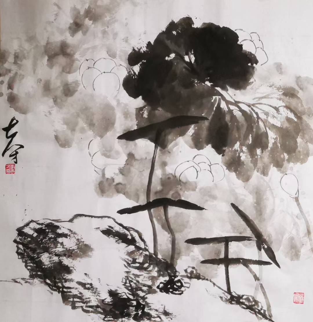 师法梁楷徐渭八大山人石涛诸家;其作立意高古笔墨空灵老辣