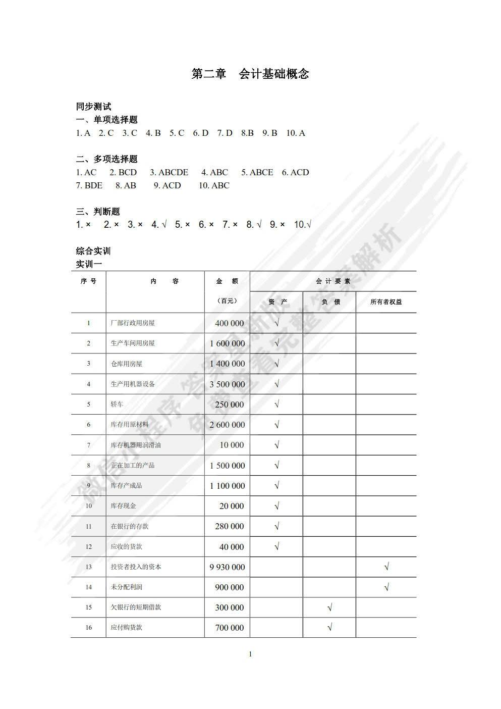 管帐根底第三版孔德兰课后习题谜底