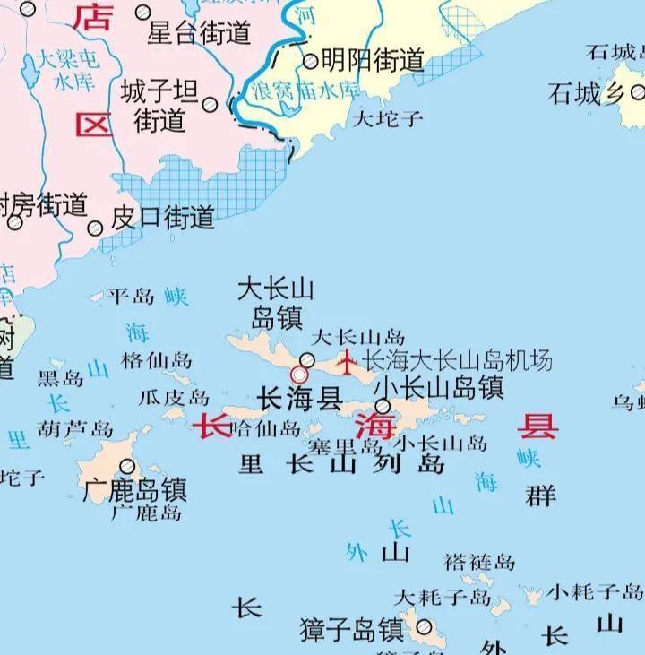 大连市长海县地图长海县所在的长山群岛包括大长山岛,小长山岛,獐子岛