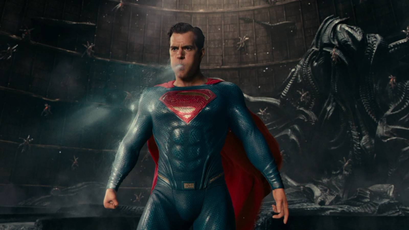 于是大水向城市袭来,结果超人用冰冻呼吸把大水全部冻成冰雕阻止了