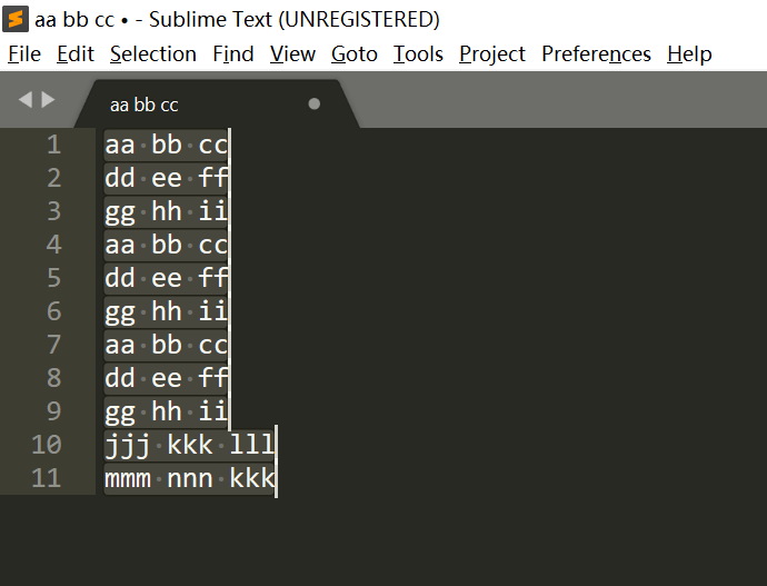 文字的批量操作sublime text_Shift_Ctrl_箭头