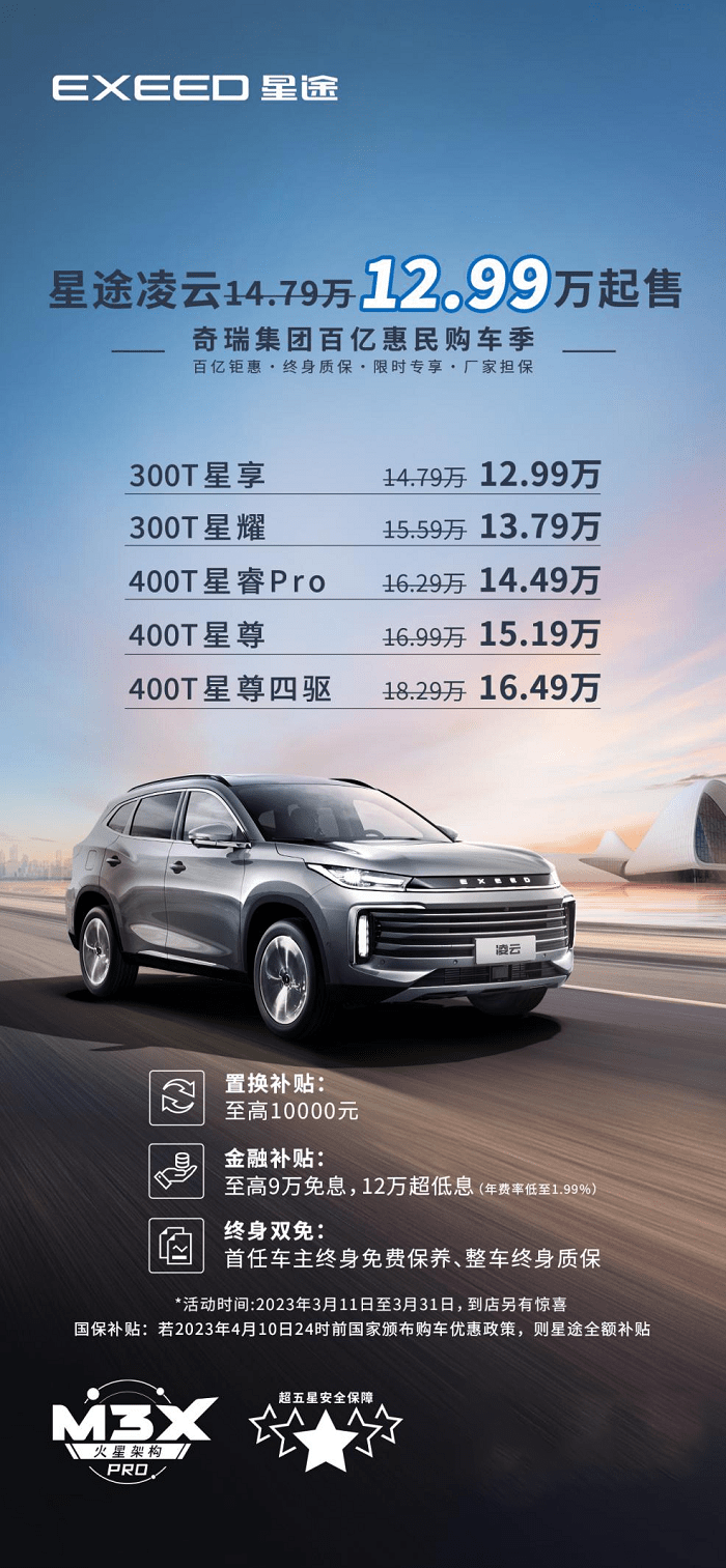 整车终身质保还不够 星途凌云全系再优惠18000元_搜狐汽车_搜狐网