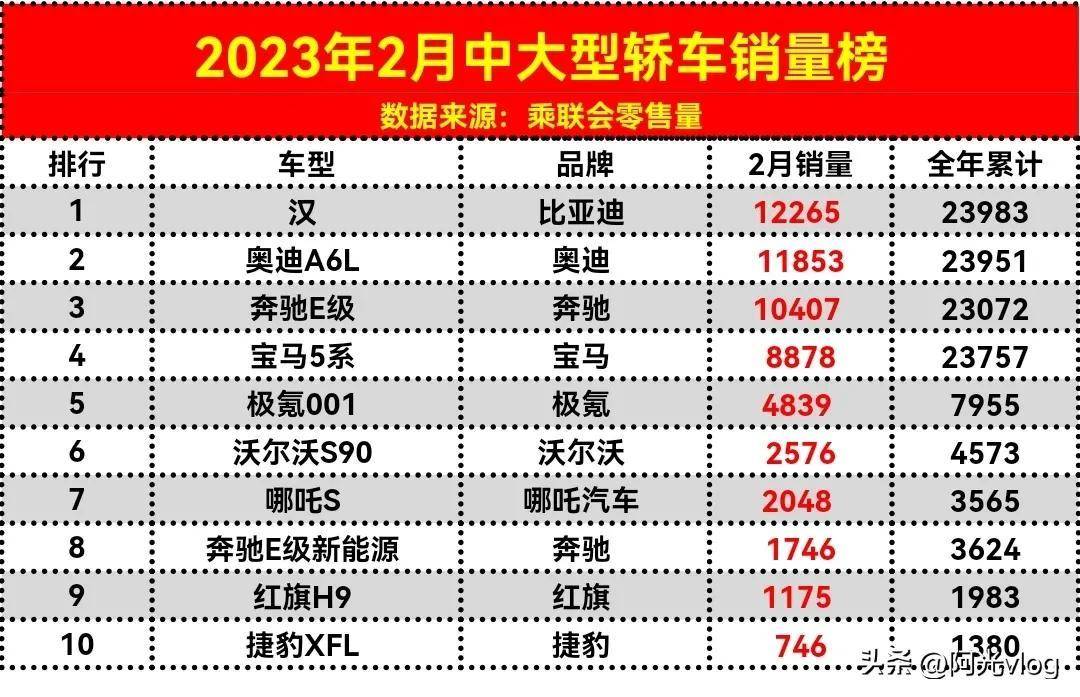 中大型轿车销量排行榜_2022上半年中大型轿车销量排行榜