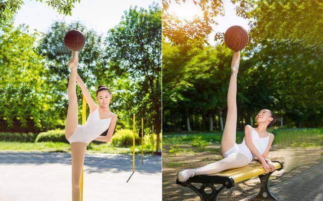 "一字马女神"付佳美又上高难度动作_王越_篮球_照片