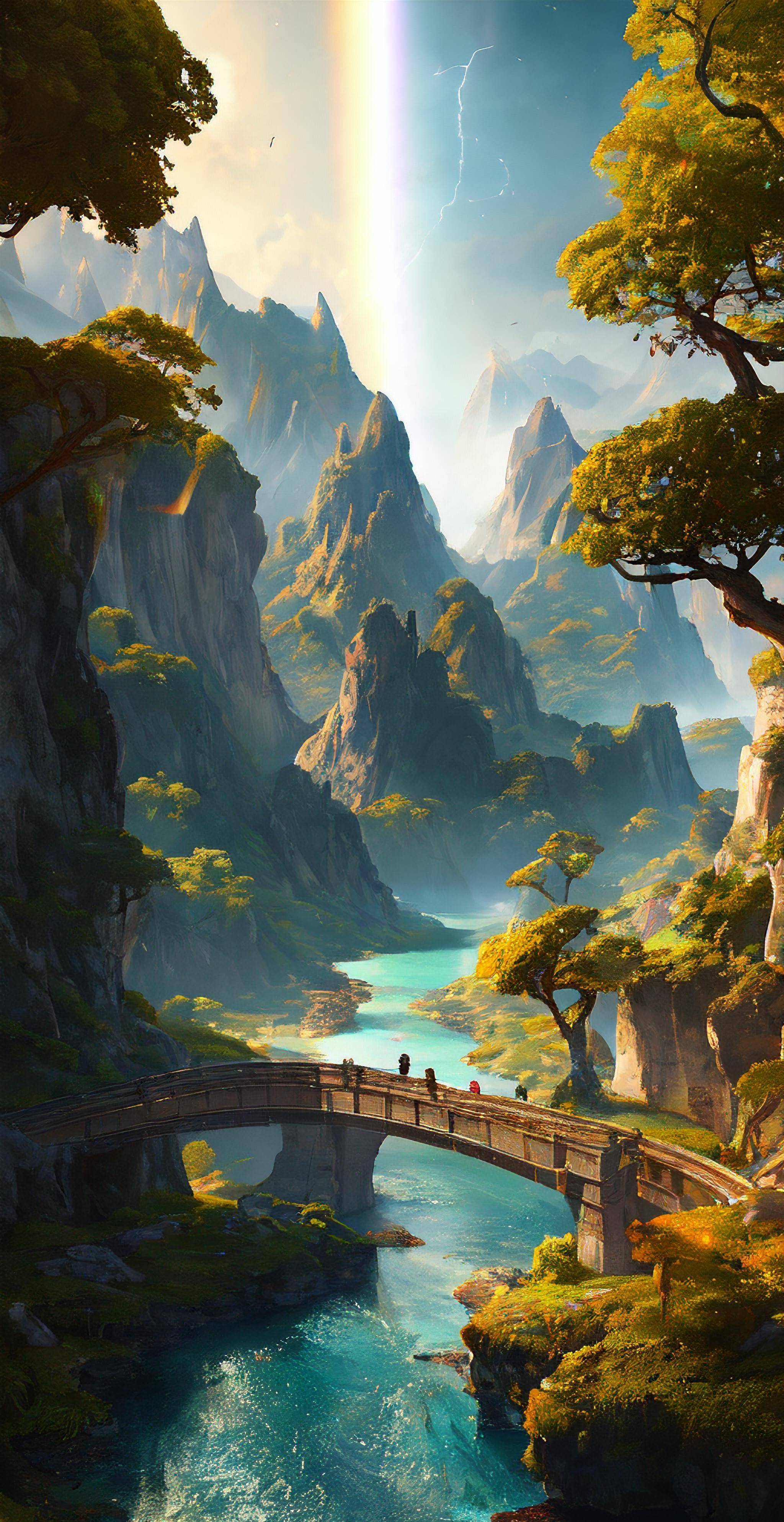 ai绘画 中国风景"数字山水" 创作欣赏!_游客_景点_华山