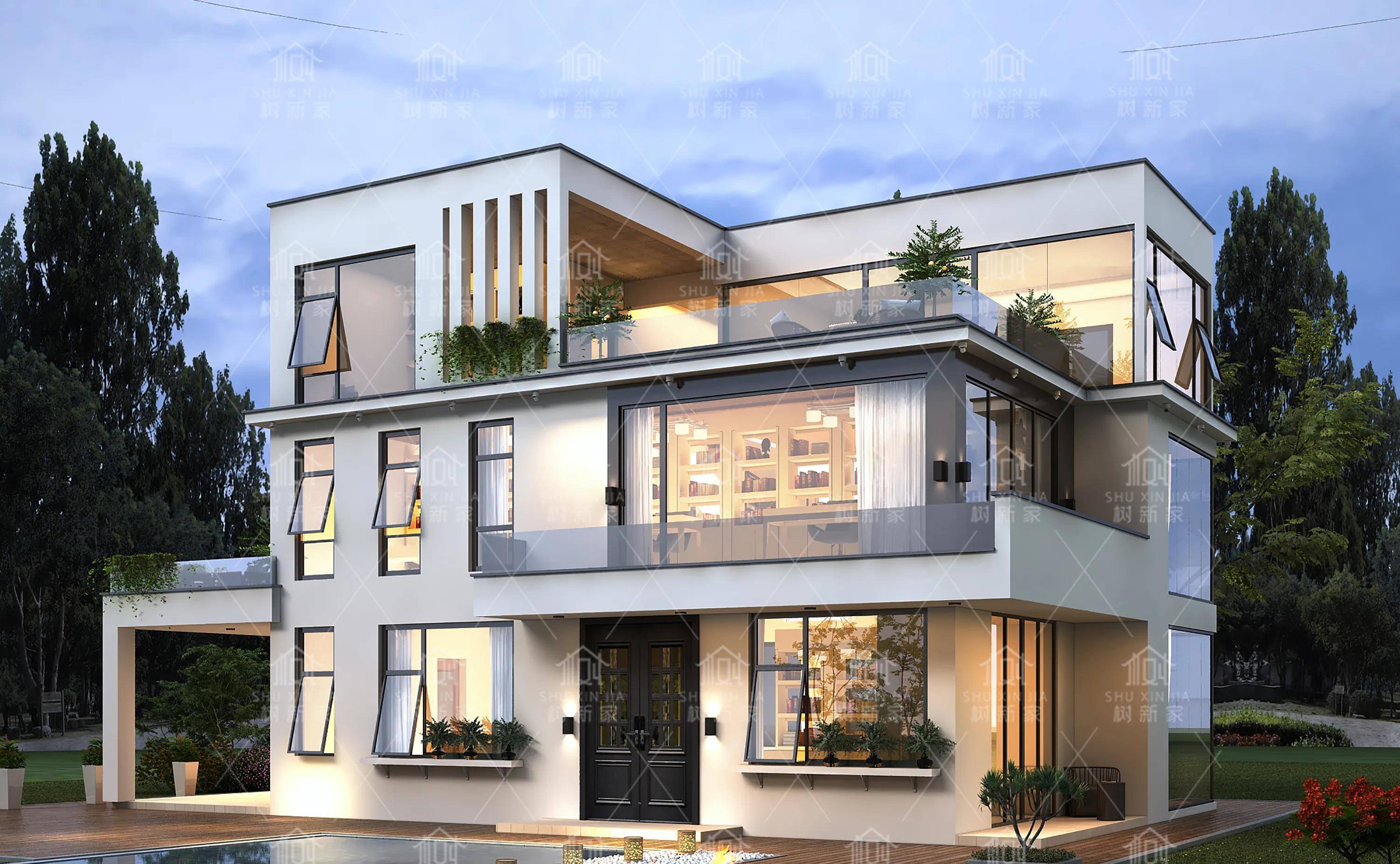 二层半现代感自建房 简约时尚超大露台 屋顶花园_设计_公卫_生活