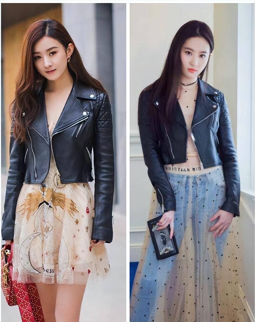 刘亦菲穿衣越来越大胆了,肉色蕾丝裙搭配皮衣,身材曲线尽收眼底_气质