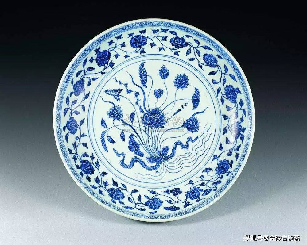 影青陵陰刻蓮紋花盤 中国美術 中国古玩 国宝瓷珍最爱这束莲_莲花_青花瓷_大盘