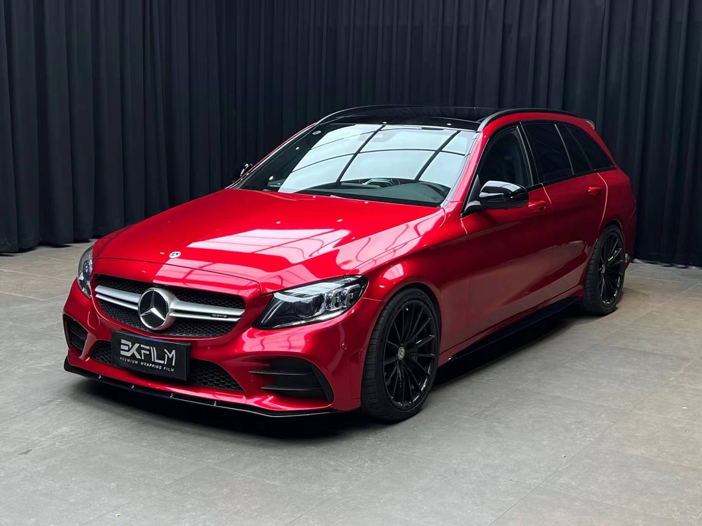 奔驰c43- ekfilm改色膜魂动红,惊艳之美99来之不易_搜狐汽车_搜狐网