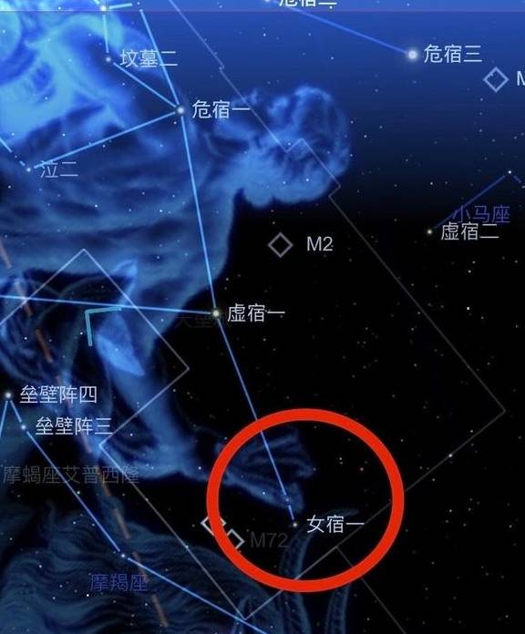 位于水瓶座的女宿主星虚宿"虚日鼠"(二颗星)虚宿在古代观星中主庙堂