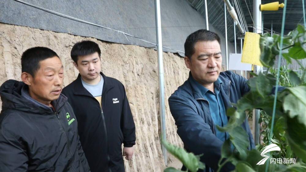 在临邑县临南镇佰福康智慧农业产业园,农技专家正在与农户仔细交流