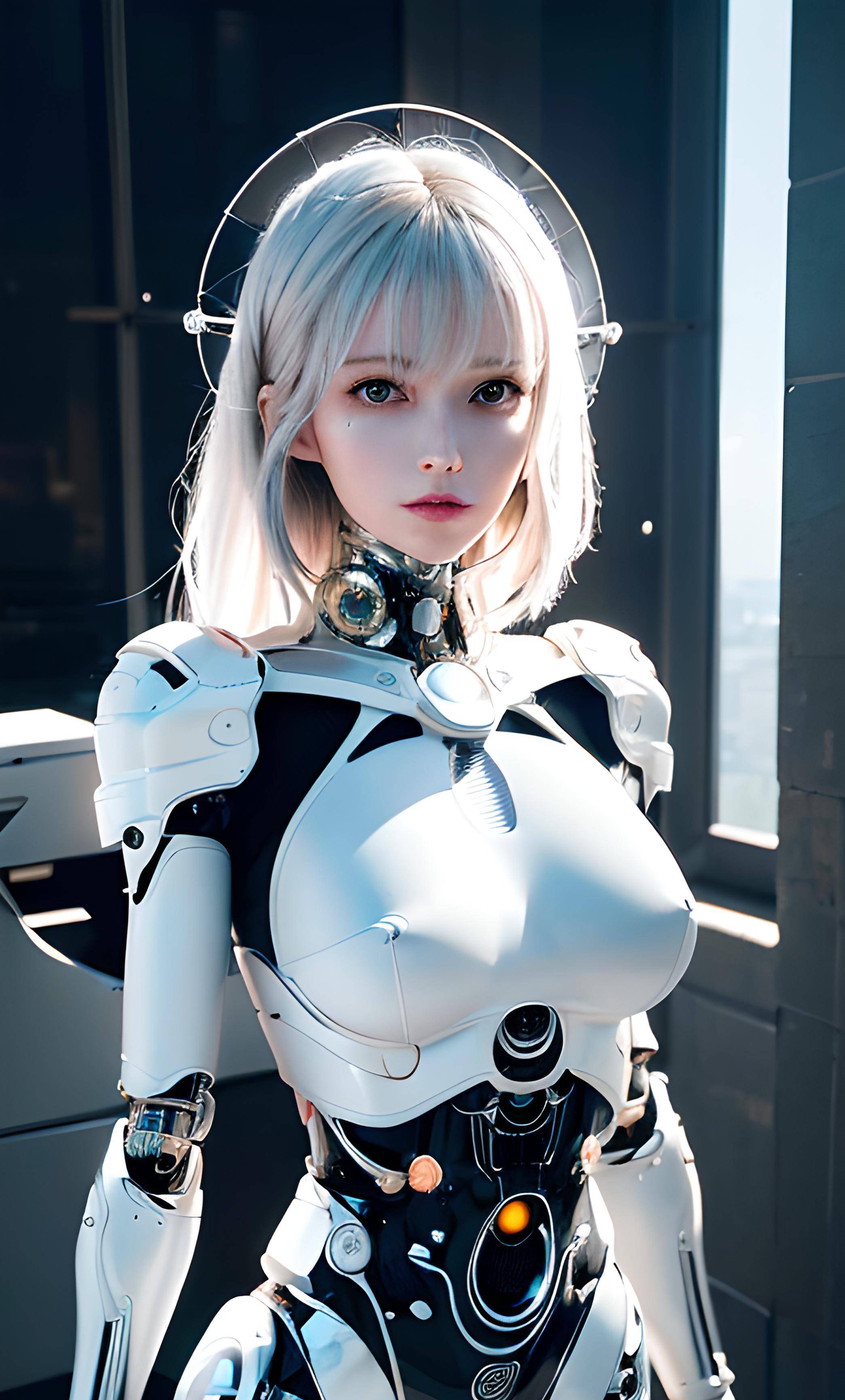 科技与艺术的完美结合:白发人形机械女带你领略机器人之美