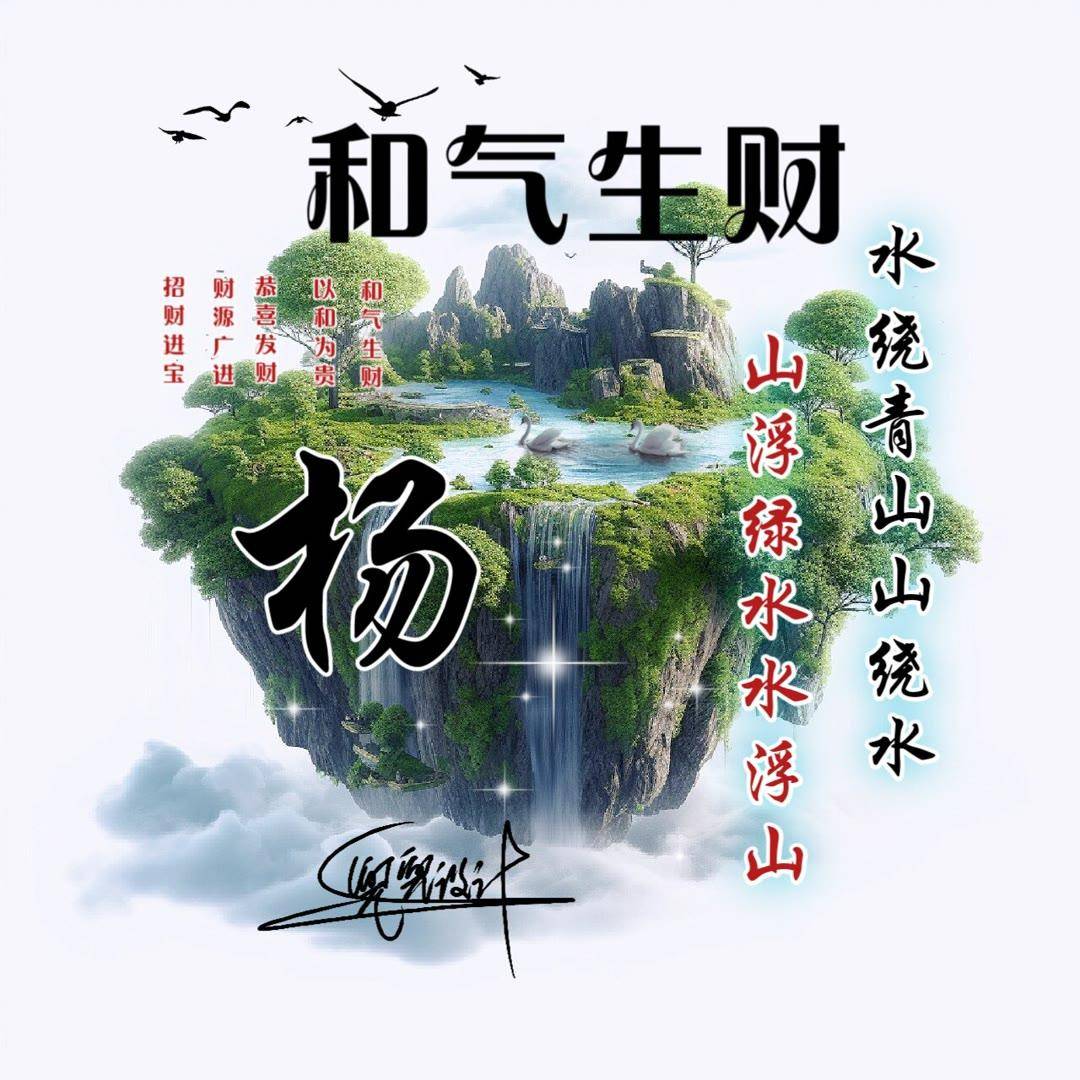 姓氏头像第375期,2023和气生财山水画个性签名头像,请查收_什么_评论