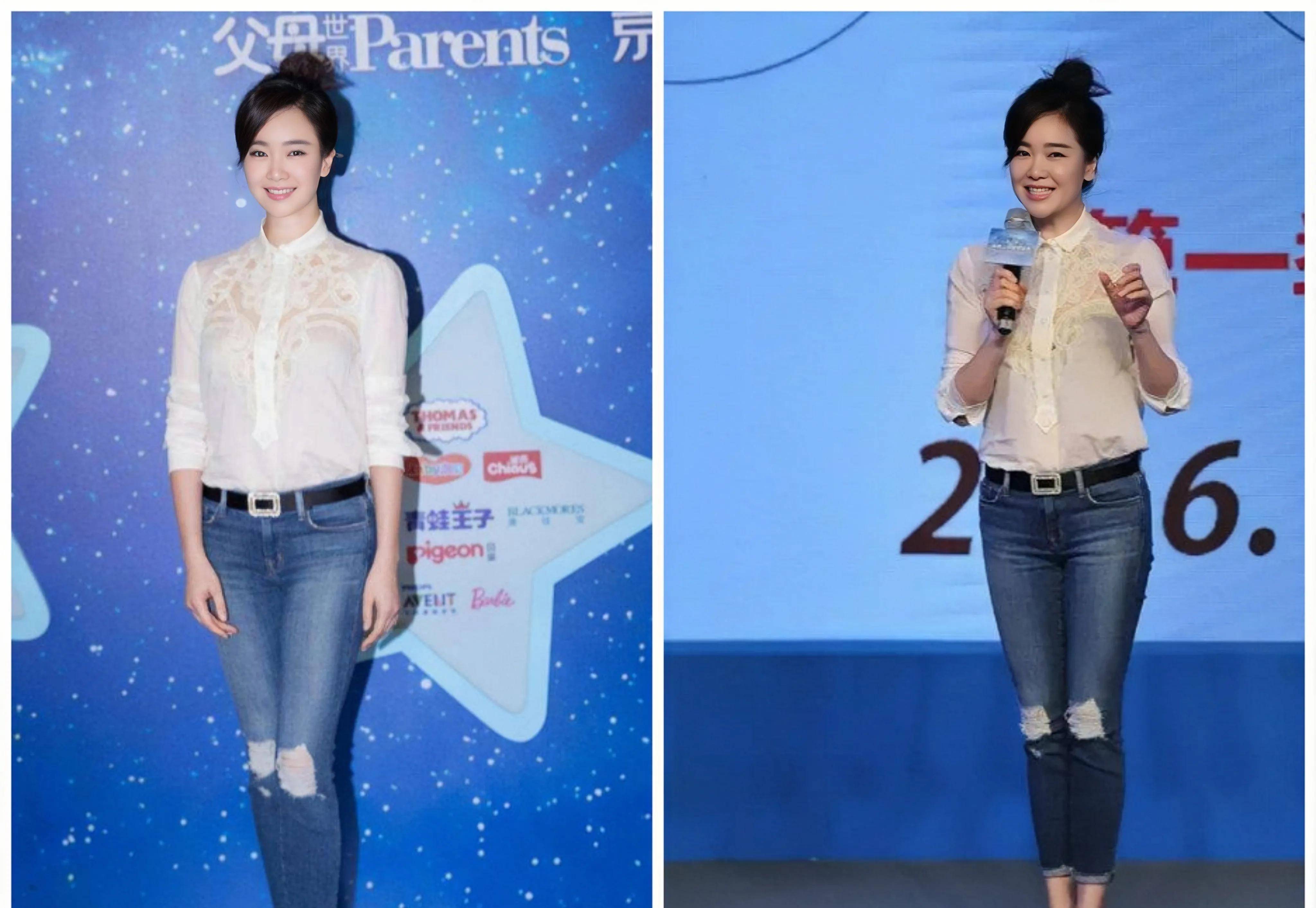 牛仔裤是检验女星身材的最好服饰,看看谁更美?_杨幂_高跟鞋_赵雅芝