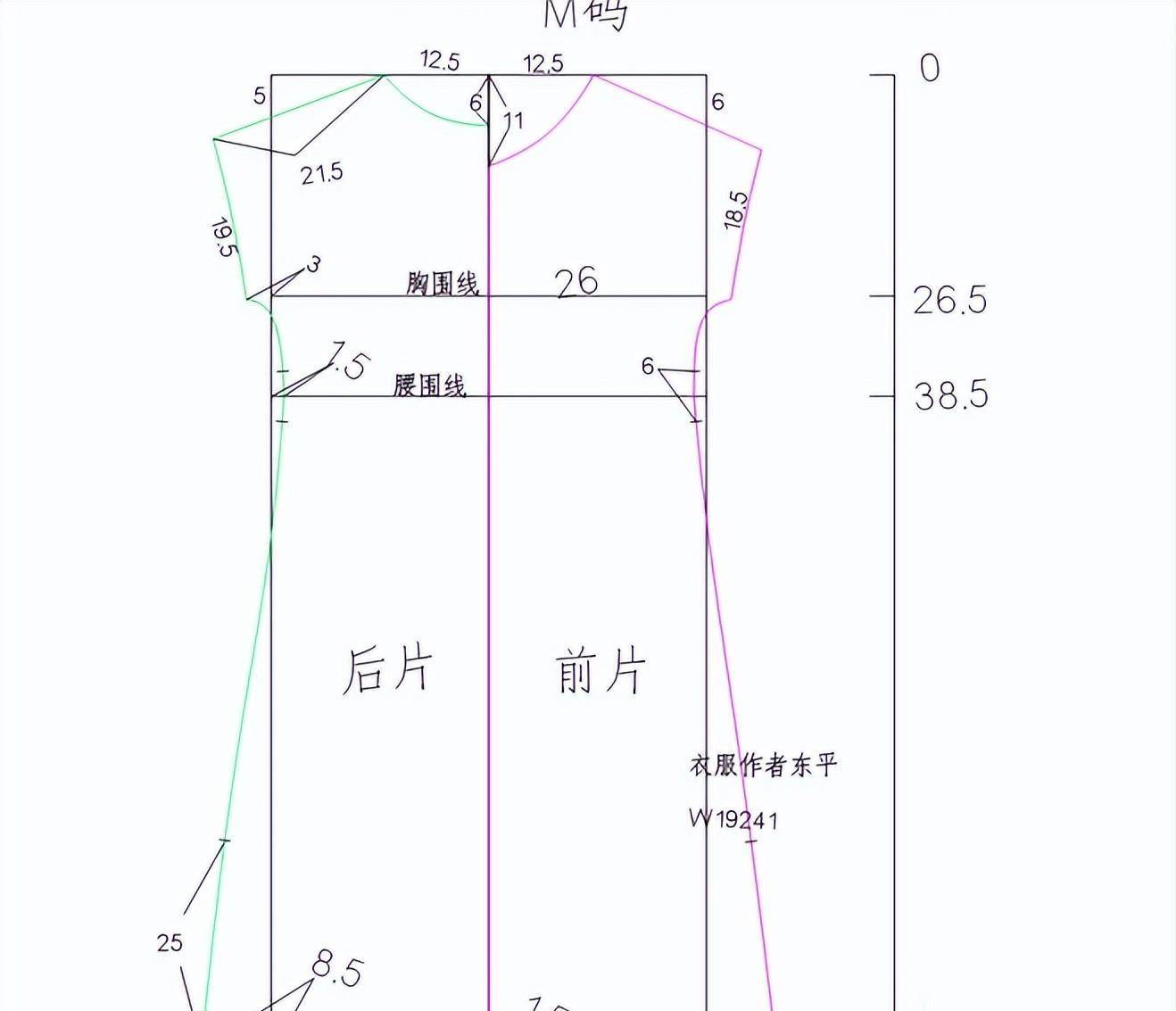 宽松版落肩袖长款连衣裙制作,附m码裁剪图