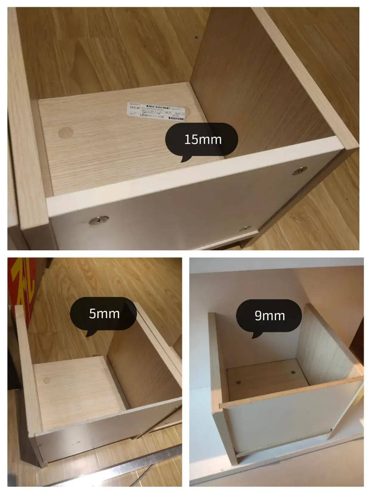 现在衣柜背板有9mm,15mm甚至还有18mm厚的背板,虽然背板靠墙体,但是越