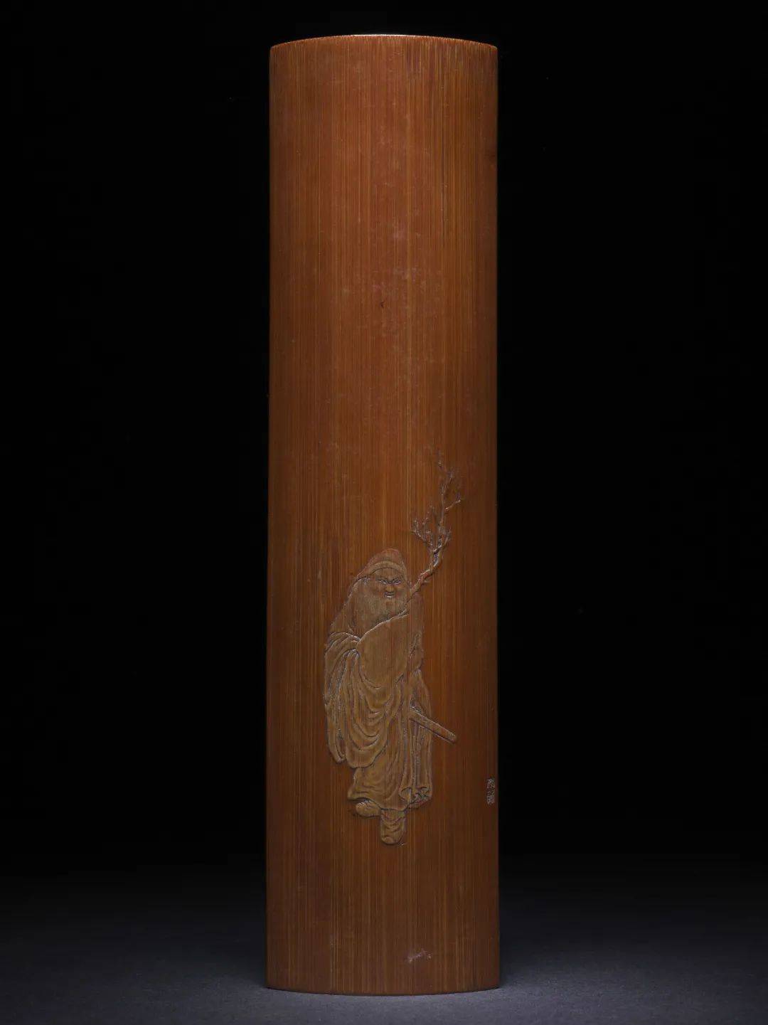 清早期尚勋制竹留青雕钟馗探梅臂搁长:19.6cm 宽:4.