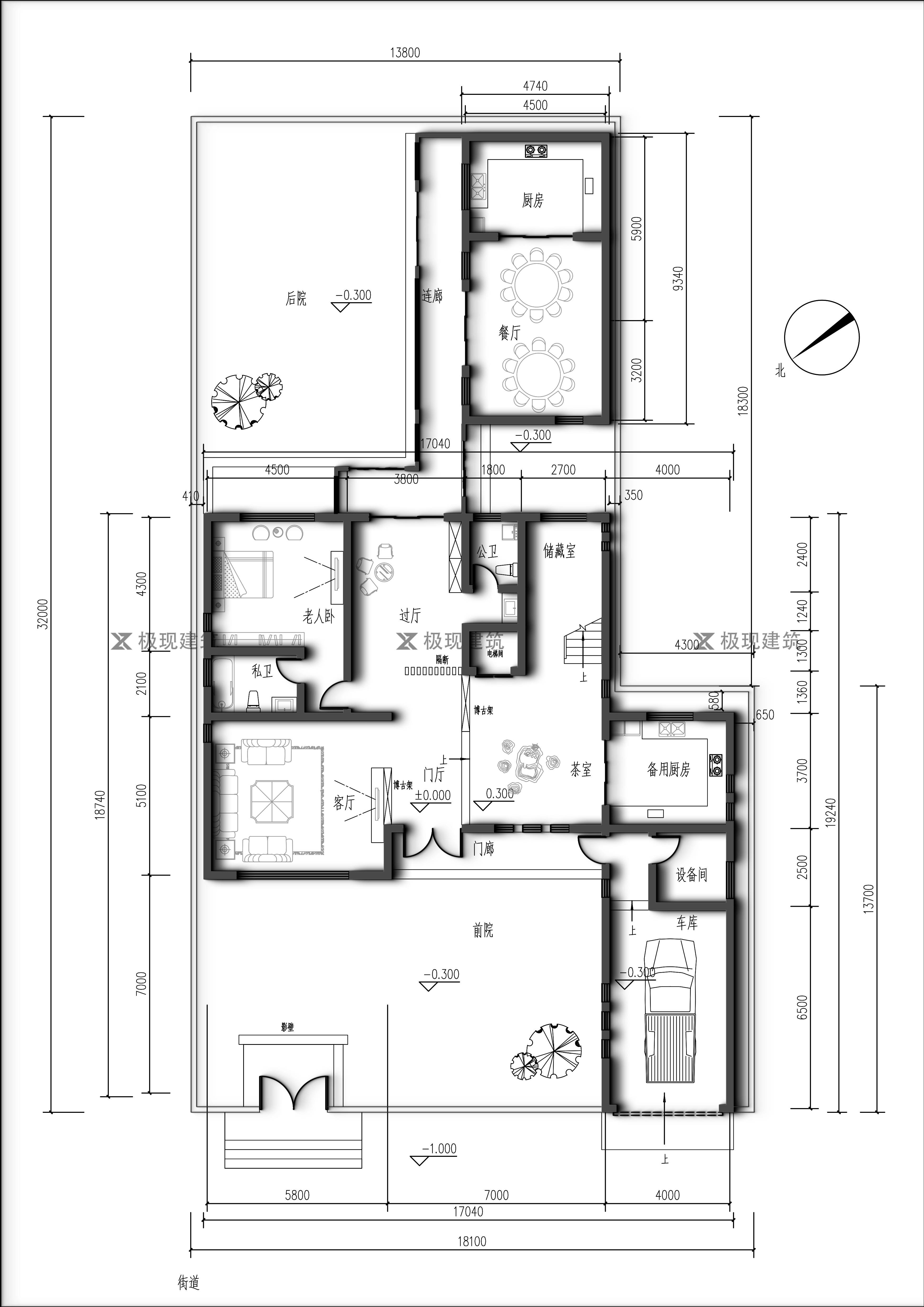 山西运城丨四层中式风格自建别墅,尺寸:17m×31.5m_建筑_庭院_中国