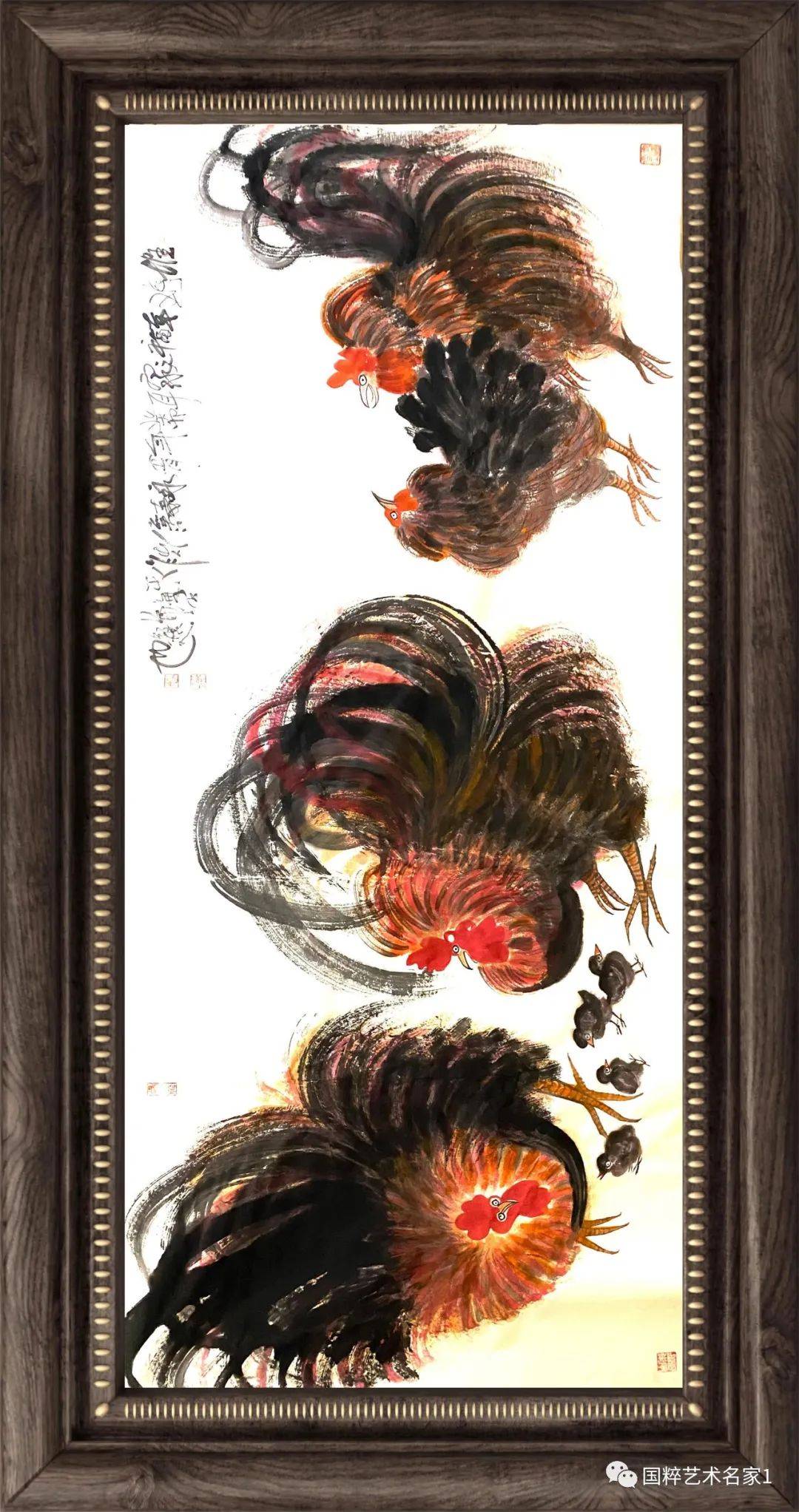 欣赏国画家朱祖国《鸡一族》故事系列绘画作品