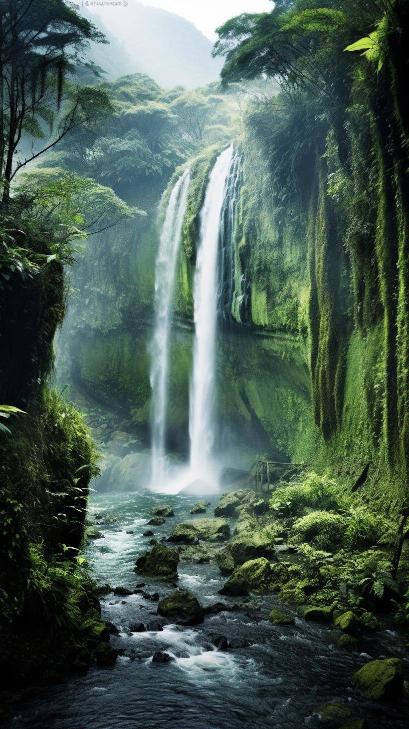 壁纸-诱人的瀑布,峡谷,小峡谷,还有这么美的瀑布_图片_生活_自然