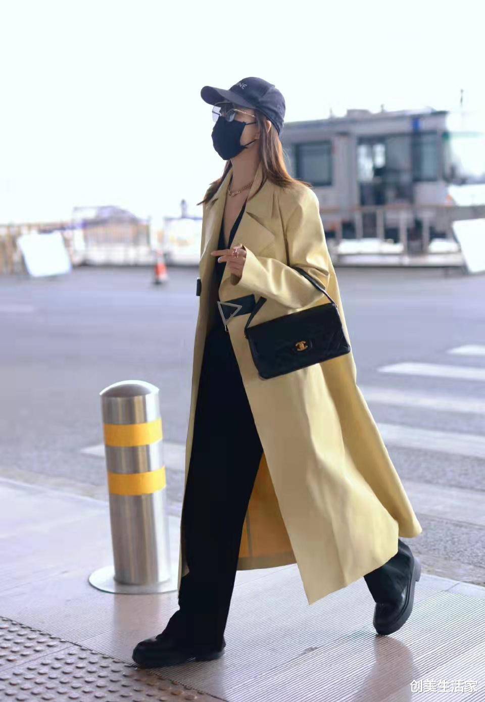 王鸥深v素色风衣修身有型优雅迷人_黑色_时尚_下半身