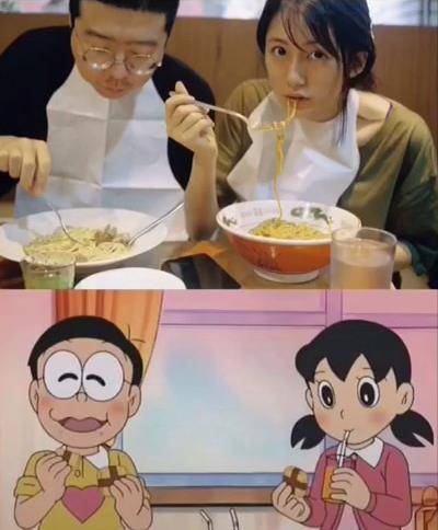 李诞黑尾酱撞脸大雄和静香,网友:这是大雄被黑最惨的一次_对比_事情