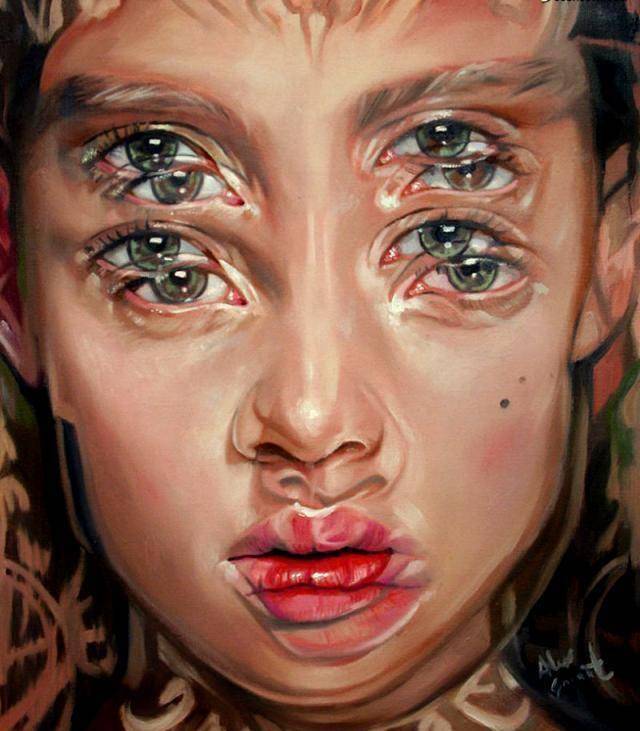 从他的这些美女人像作品中我们可以看出,他具有十分扎实的写实绘画