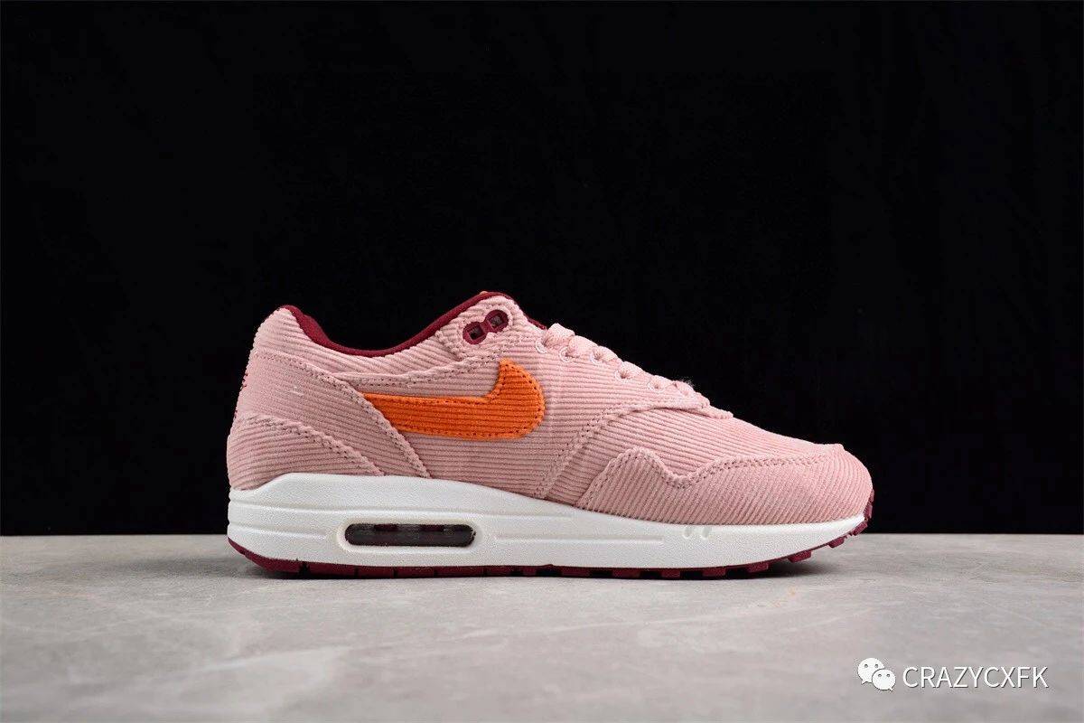 耐克nile air max 1 prm coral stardust 灯芯绒粉半掌气垫复古跑步鞋