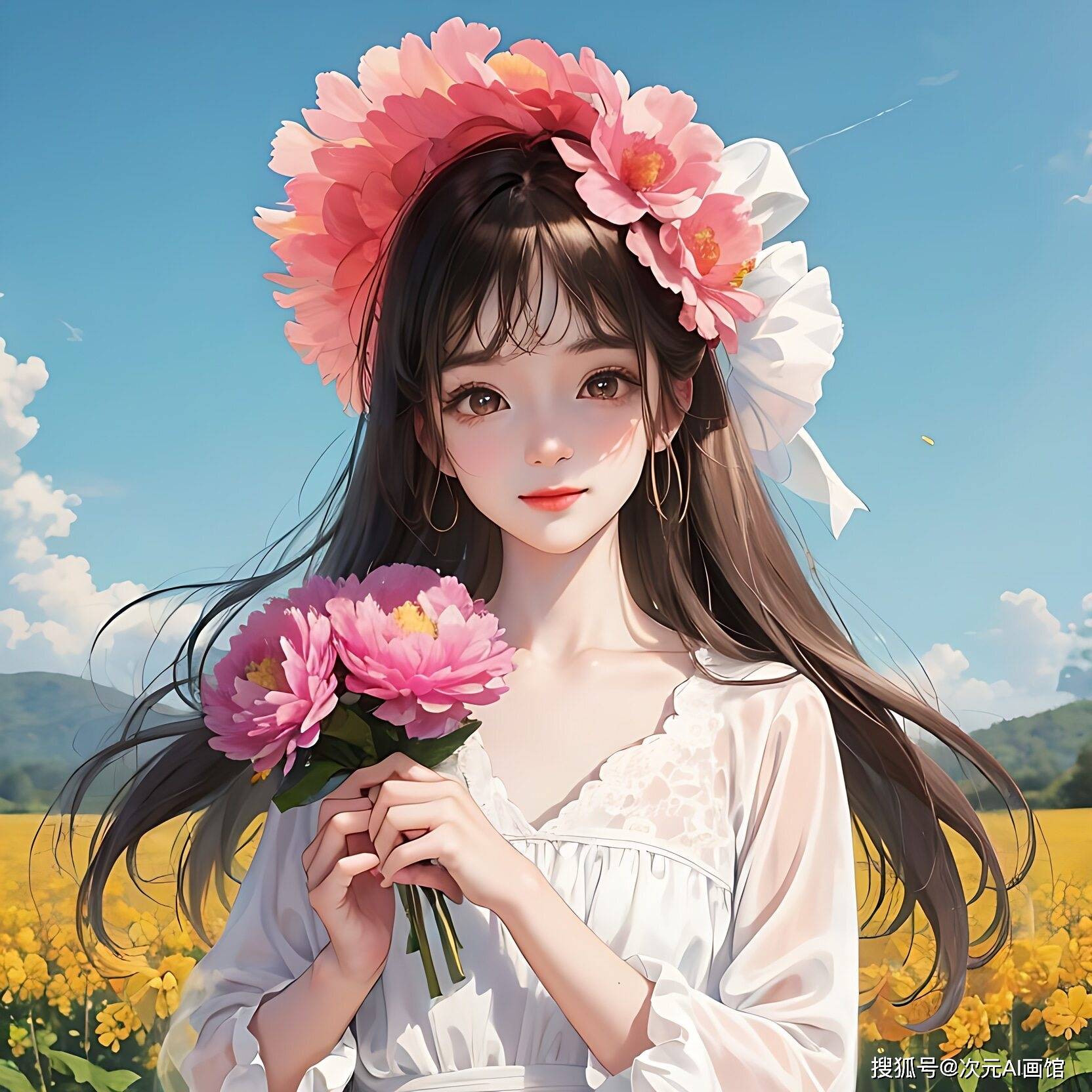 清新美女头像↓↓↓小狸猫:绘画咒语:the white-haired woman with