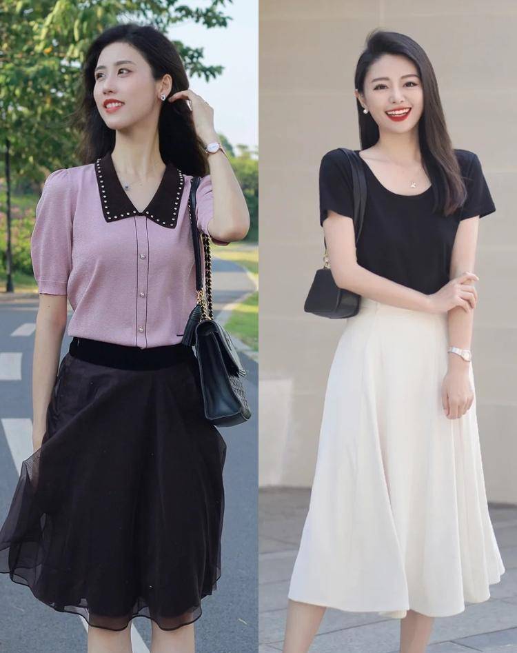 夏季穿搭时,千万不要错过"针织半袖 半裙",知性,大方,优雅